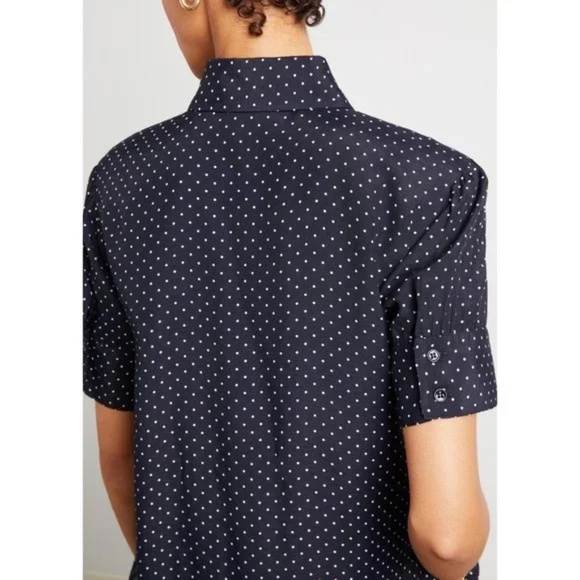 Goop G. Label Denise Mini Polka Dot Navy Shirt Dress Size 2 - Picture 6 of 14